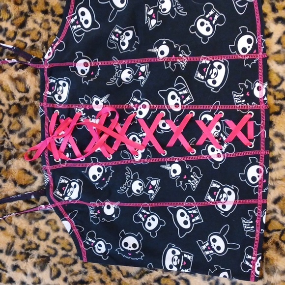Skelanimals Tops - NWT Hot Topic 🔥 2x skeleton animals corset,pink / black cami tank.